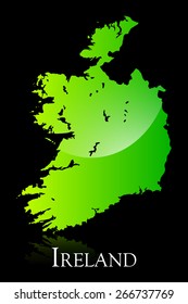 EPS 10 Vector illustration of Ireland green shiny map. Used transparency.