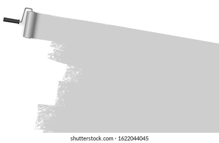 EPS 10 vector illustration isolated on white background with paint roller and painted marking colored gray