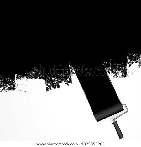 EPS 10 vector illustration isolated on white background with paint roller and painted marking colored black