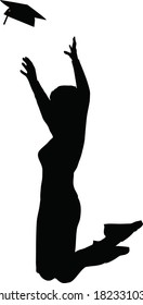 EPS 10 Vector Illustration of Jumping in the Air for the Graduation Cap - Black Mortarboard