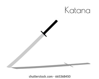 EPS 10 vector illustration of Katana silhouette on white background
