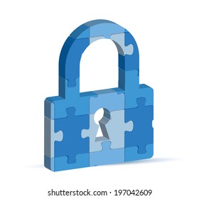 EPS 10 Vector Illustration of lock icon in puzzle