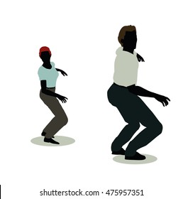 EPS 10 vector illustration of man and woman silhouette in Still Pose Spooked
