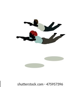 EPS 10 vector illustration of man and woman silhouette in Still Pose Super Hero
