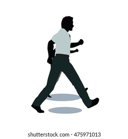 EPS 10 vector illustration of man and woman silhouette in walking pose