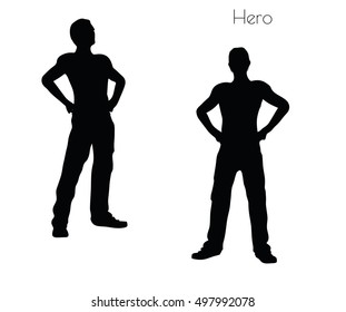 EPS 10 vector illustration of a man in Hero  pose on white background