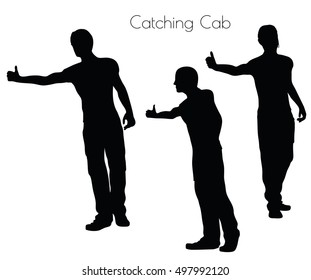 EPS 10 vector illustration of a man in Action Catching Cab  pose on white background
