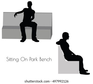 EPS 10 vector illustration of a man in Sitting On Park Bench  pose on white background
