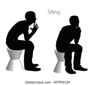 EPS 10 vector illustration of a man in Sitting  pose on white background