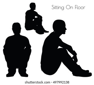 EPS 10 vector illustration of a man in Sitting On Floor  pose on white background