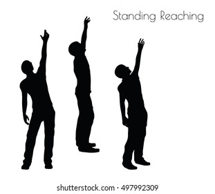 EPS 10 Vector Illustration Of A Man In Standing Reaching  Pose On White Background
