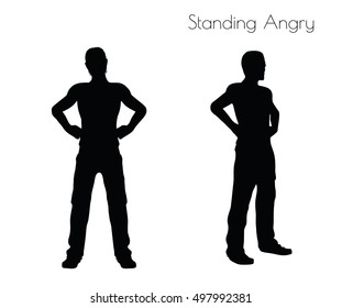 EPS 10 vector illustration of a man in Standing Angry  pose on white background