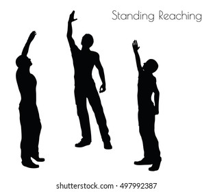 EPS 10 Vector Illustration Of A Man In Standing Reaching  Pose On White Background
