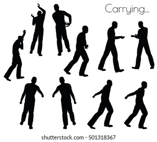 EPS 10 vector illustration of man in  Carrying Action pose on white background
