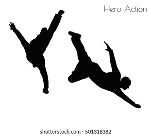 EPS 10 vector illustration of man in Hero Action pose on white background