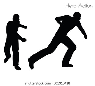 EPS 10 vector illustration of man in Hero Action pose on white background