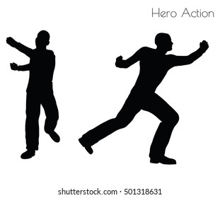 EPS 10 vector illustration of man in Hero Action pose on white background