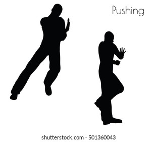 EPS 10 vector illustration of man in  Pushing  Action pose on white background
