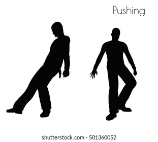 EPS 10 vector illustration of man in  Pushing  Action pose on white background
