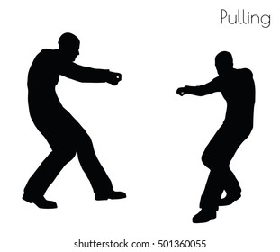 EPS 10 vector illustration of man in  Pulling  Action pose on white background