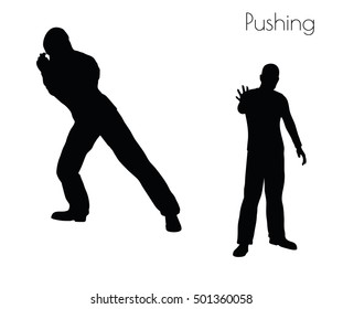 EPS 10 vector illustration of man in  Pushing  Action pose on white background
