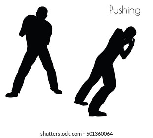 EPS 10 vector illustration of man in  Pushing  Action pose on white background
