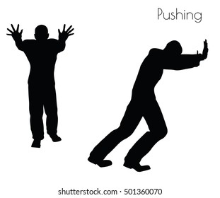 EPS 10 vector illustration of man in  Pushing  Action pose on white background
