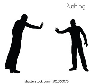 EPS 10 vector illustration of man in  Pushing  Action pose on white background
