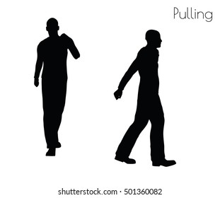 EPS 10 vector illustration of man in  Pulling  Action pose on white background
