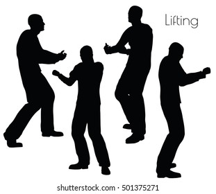 EPS 10 vector illustration of man in  Lifting  Action pose on white background
