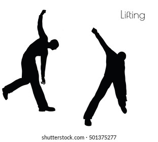 EPS 10 vector illustration of man in  Lifting  Action pose on white background
