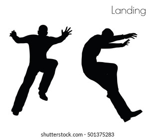 EPS 10 vector illustration of man in  Landing  Action pose on white background