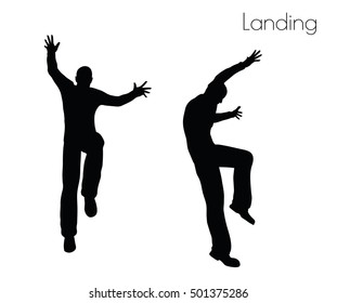 EPS 10 vector illustration of man in  Landing  Action pose on white background