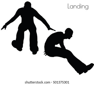 EPS 10 vector illustration of man in  Landing  Action pose on white background