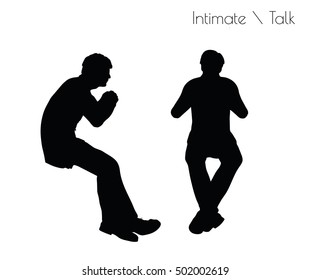 EPS 10 vector illustration of man in Conversation Intimate Talk  pose on white background
