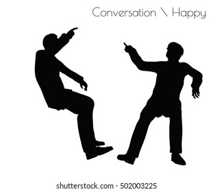 EPS 10 vector illustration of man in Conversation Happy Talk  pose on white background