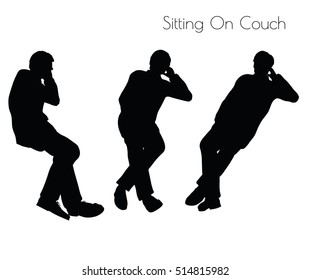 EPS 10 vector illustration of man in Sitting Pose On Couch pose on white background
