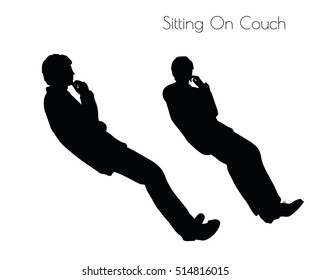 EPS 10 vector illustration of man in Sitting Pose On Couch pose on white background