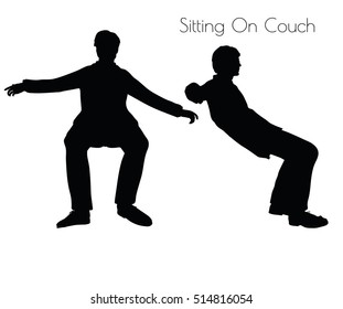 EPS 10 vector illustration of man in Sitting Pose On Couch pose on white background