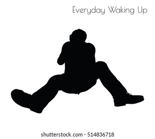 EPS 10 vector illustration of man in Everyday Waking Up pose on white background
