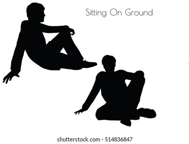 EPS 10 vector illustration of man in Sitting Pose On Ground pose on white background
