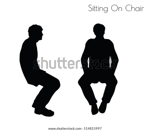 白い背景に椅子のポーズに座った男性のeps10ベクターイラスト のベクター画像素材 ロイヤリティフリー