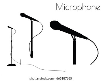EPS 10 vector illustration of microphone silhouette on white background