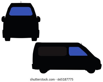 EPS 10 vector illustration of minibus silhouette on white background