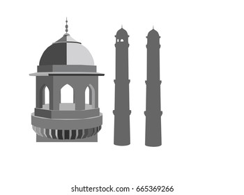 EPS 10 vector illustration of mosque silhouette on white background