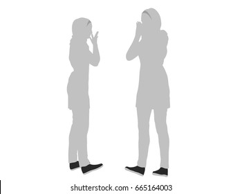 EPS 10 vector illustration of Muslim woman silhouette in pray pose