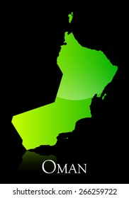 EPS 10 Vector illustration of Oman green shiny map. Used transparency.