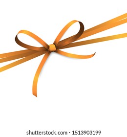 EPS 10 vector illustration of orange colored ribbon bow isolated on white background