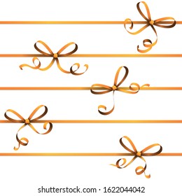 EPS 10 vector illustration of orange colored ribbon bow isolated on white background