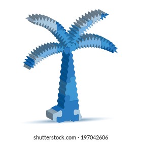 EPS 10 Vector Illustration of palm icon in puzzle